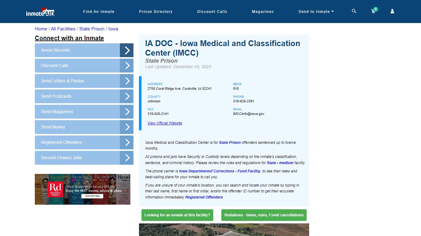 IA DOC - Iowa Medical and Classification Center (IMCC) - InmateAid